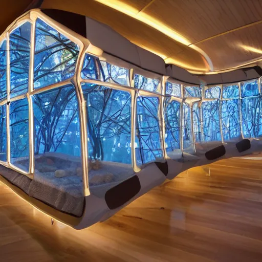 Image similar to cybernetic sleeping pods, diverse humans sleeping in healing pods, humans sleeping in healing pods, wide wide angle, vivid, elaborate, highly detailed, beautiful dim lighting