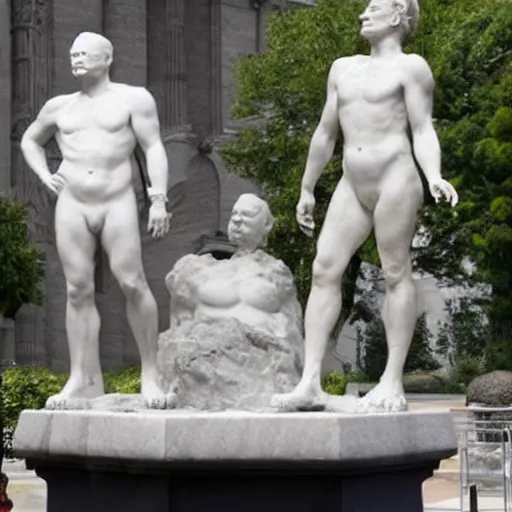 Image similar to conan o'brien and andy richter, by auguste rodin, marble