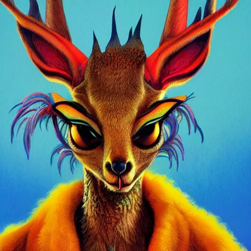 Image similar to a dik dik monster colorful, digital art, fantasy, magic, trending on artstation, ultra detailed, professional illustration by Basil Gogos