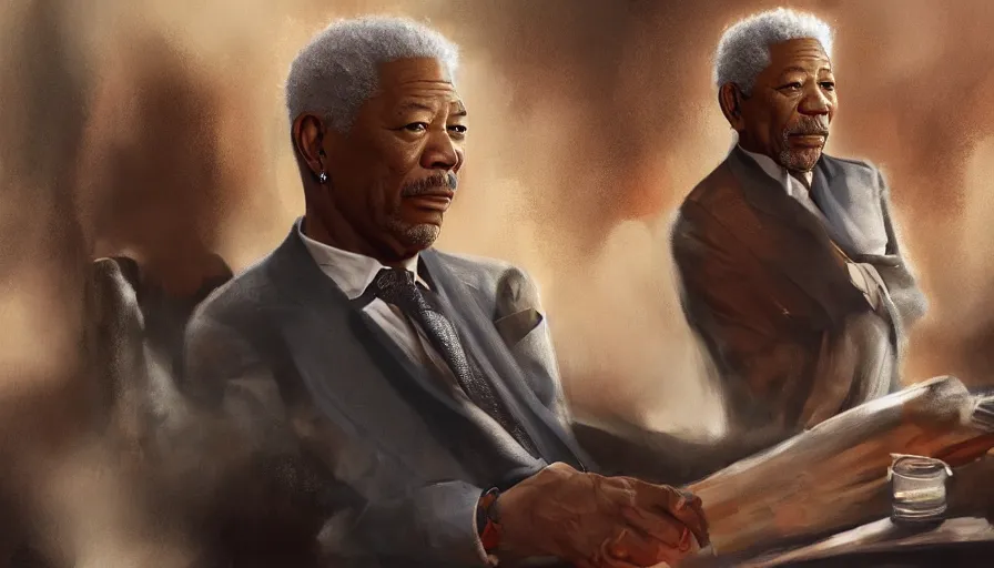 Prompt: Morgan Freeman is the Godfather, hyperdetailed, artstation, cgsociety, 8k