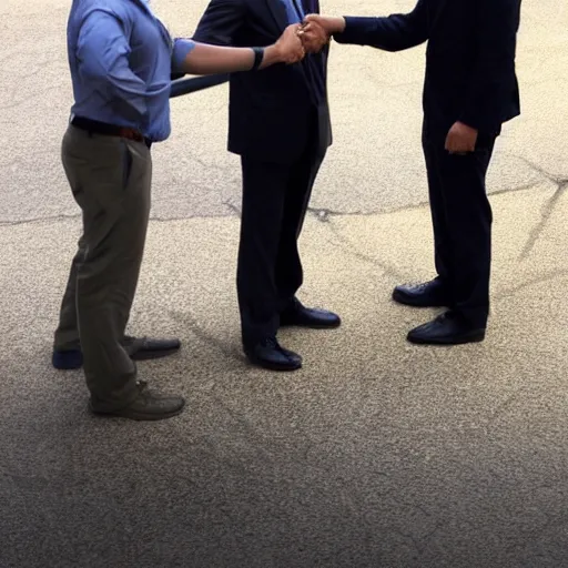 Image similar to federal agents shaking hands with aliens