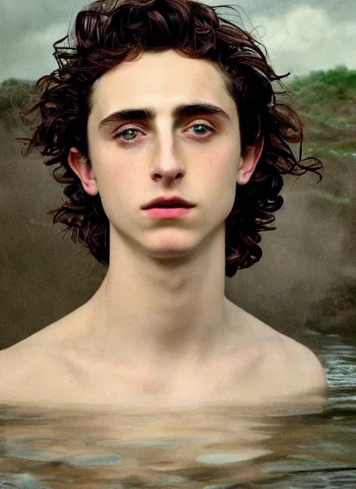 Prompt: Kodak Portra 400, 8K,ARTSTATION, Caroline Gariba, soft light, volumetric lighting, highly detailed, britt marling style 3/4 , extreme Close-up portrait photography of a Timothee Chalamet how pre-Raphaelites with his eyes closed,inspired by Ophelia paint, his face is under water Pamukkale, face above water in soapy bath tub, hair are intricate with highly detailed realistic , Realistic, Refined, Highly Detailed, interstellar outdoor soft pastel lighting colors scheme, outdoor fine photography, Hyper realistic, photo realistic