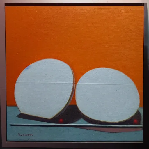 Image similar to Due gatti giocano a ping-pong su sfondo arancione, oil painting