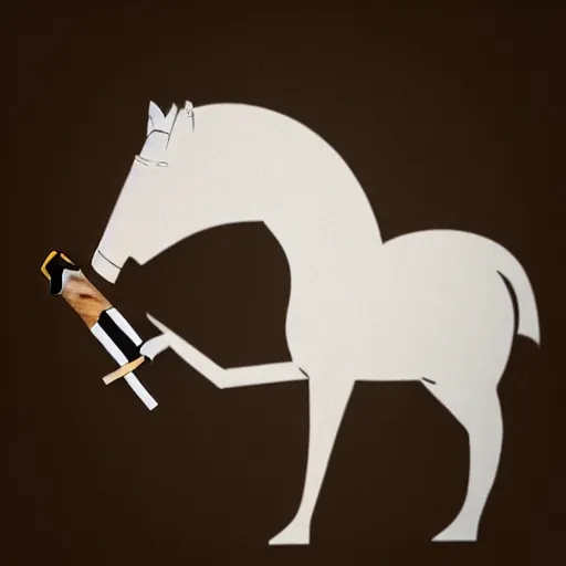 Image similar to an antropomorphic horse wearing a suit smoking a cigar