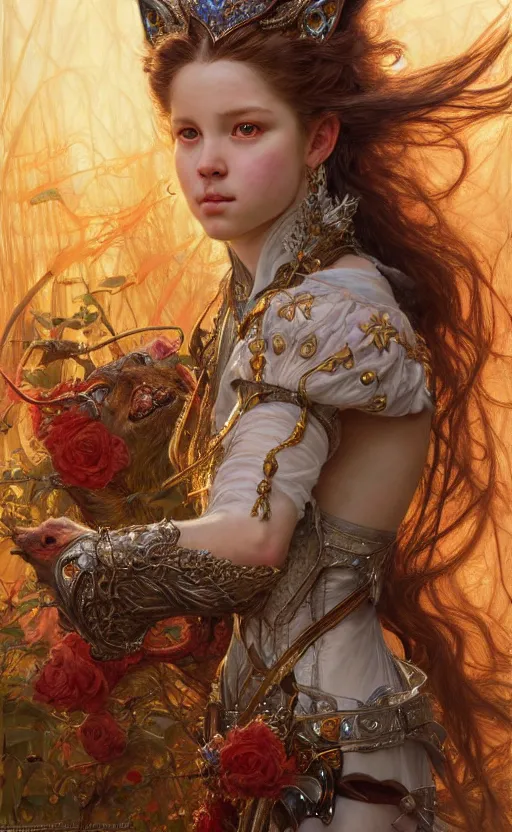 Image similar to highly detailed full shot portrait of a enchanted wolf in the form of a beautiful young princess. d & d, art by donato giancola and ruan jia and carl larsson and magali villeneuve. trending on artstation, intricate details, energetic composition, golden ratio, concept art, illustration, elegant art