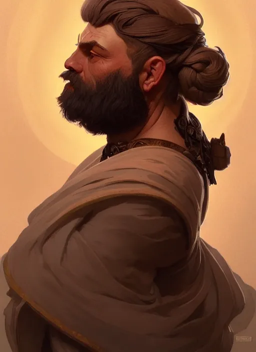 Image similar to symmetry!! portrait of a dnd dwarf no hair and big bushy beard, intricate, elegant, highly detailed, digital painting, artstation, concept art, smooth, sharp focus, illustration, art by artgerm and greg rutkowski and alphonse mucha