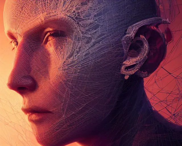 Image similar to portrait of see - through head, intricate abstract. intricate artwork, by tooth wu, wlop, beeple, dan mumford. concept art, octane render, trending on artstation, greg rutkowski very coherent symmetrical artwork. cinematic, key art, hyper realism, high detail, octane render, 8 k, iridescent accents