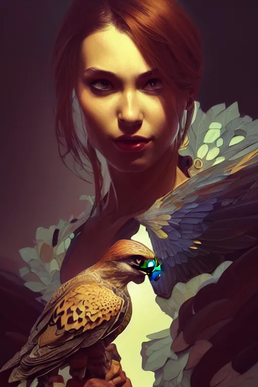 Prompt: Falcon, fantasy, portrait, sharp focus, intricate, elegant, digital painting, artstation, matte, highly detailed, concept art, illustration, ambient lighting, art by ilya kuvshinov, artgerm, Alphonse mucha, and Greg Rutkowski