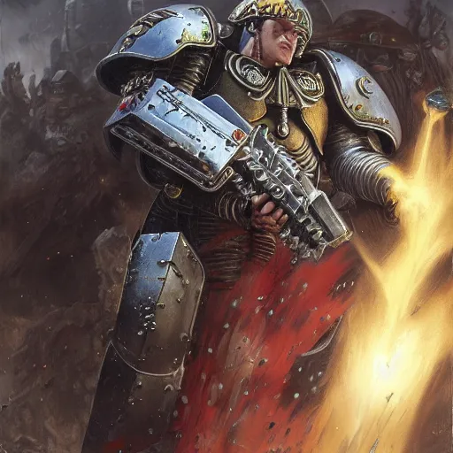 Image similar to Guts from Berserk as a space marine Primarch, warhammer 40k, closeup character portrait art by Donato Giancola, Craig Mullins, digital art, trending on artstation