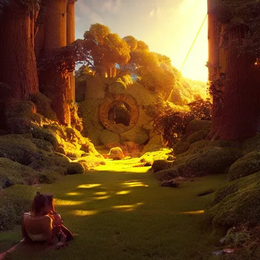 Image similar to a portal to another world glowing with magic. detailed. rule of thirds. intricate. sharp focus. wide angle. unreal engine 8 k. painting by maxfield parrish. wlop. greg rutkowski.