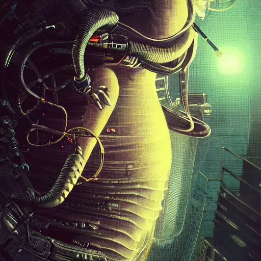 Image similar to hyperrealistic portrait of a squid monster astronaut, full body portrait, well lit, intricate abstract. cyberpunk, intricate artwork, by Tooth Wu, wlop, beeple. in the style of Jin Kagetsu, James Jean and wlop, highly detailed, sharp focus, intricate concept art, digital painting, ambient lighting, 4k, artstation