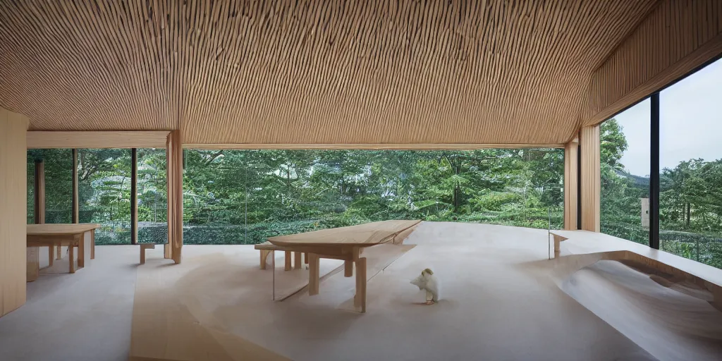 Prompt: Architectural photography of a residential house by Kengo Kuma