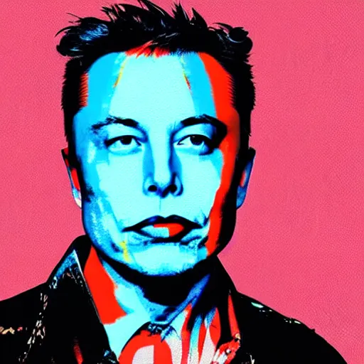 Prompt: the portrait of angry elon musk, colorful pop art, modern art, by andy warhol
