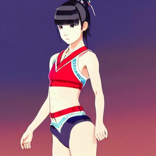 Image similar to a beautiful boyish japanese emma watson alluring instagram model, wearing elegant japanese hiphop leotard outfit with subtle mayan patterns and native fashion, aztec street fashion bathing suit, jrpg fashion, gapmoe yandere grimdark, trending on pixiv fanbox, painted by greg rutkowski makoto shinkai takashi takeuchi studio ghibli, akihiko yoshida