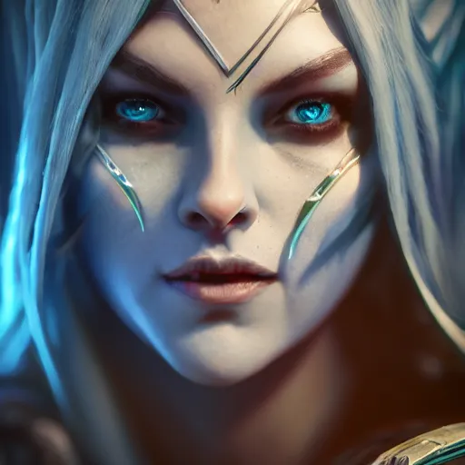 Image similar to hyperrealist portrait of sylvanas windrunner on a blue planet. by bayard wu, fantasy, photorealistic, octane render, unreal engine, dynamic lighting, trending on artstation, poster, volumetric lighting, very detailed faces, 4 k, award winning