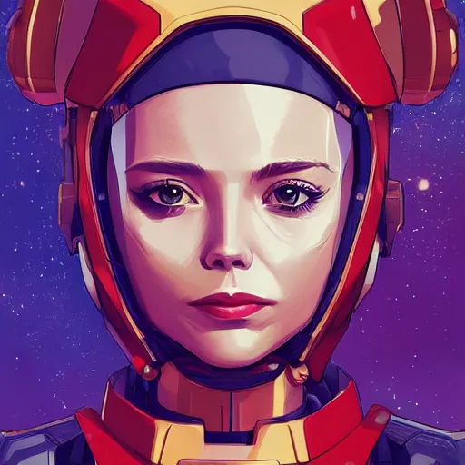 Image similar to a portrait of a stunning beautiful elite elizabeth olsen gundam pilot, with an intricate, detailed, urban inspired hiphop afro futuristic helmet, vector behance hd jesper ejsing, rhads, makoto shinkai, lois van baarle, ilya kuvshinov, rossdraws, hd, 3 2 k, ilya kuvshinov, gustav klimt