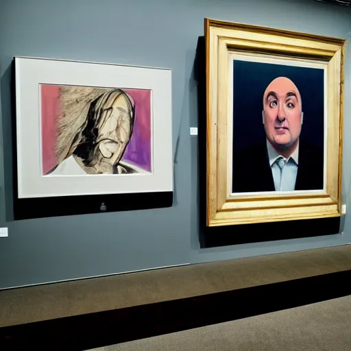 Image similar to kevin o'leary paintings, exposed in museums