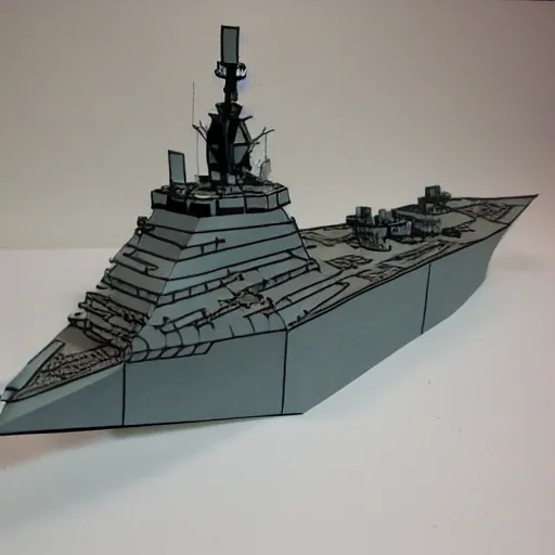 Prompt: Papercraft battleship