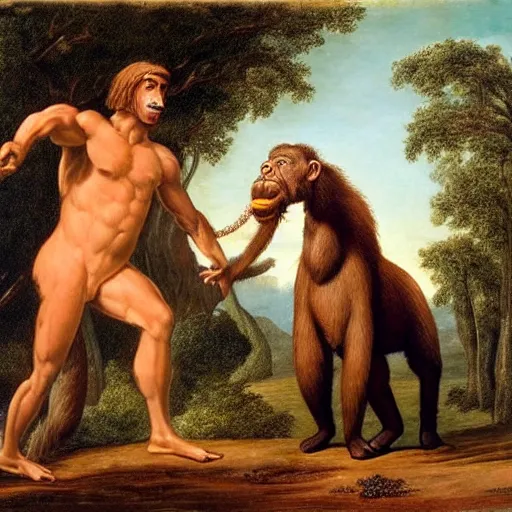 Image similar to a centaur made out of a monkey and a walrus