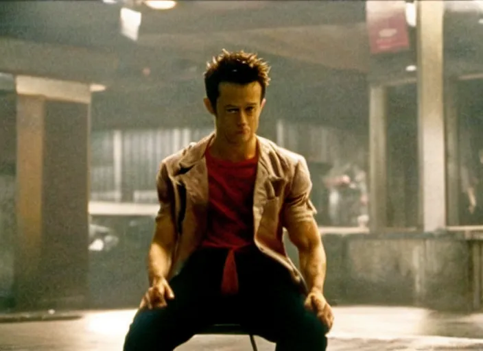 Image similar to film still of Joseph Gordon-Levitt as Tyler Durden in Fight Club 1999