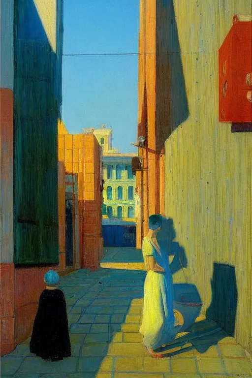 Image similar to tel aviv street, victor Nizovtsev, edward hopper