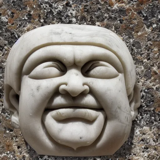 Prompt: Trollface carved into Roman marble