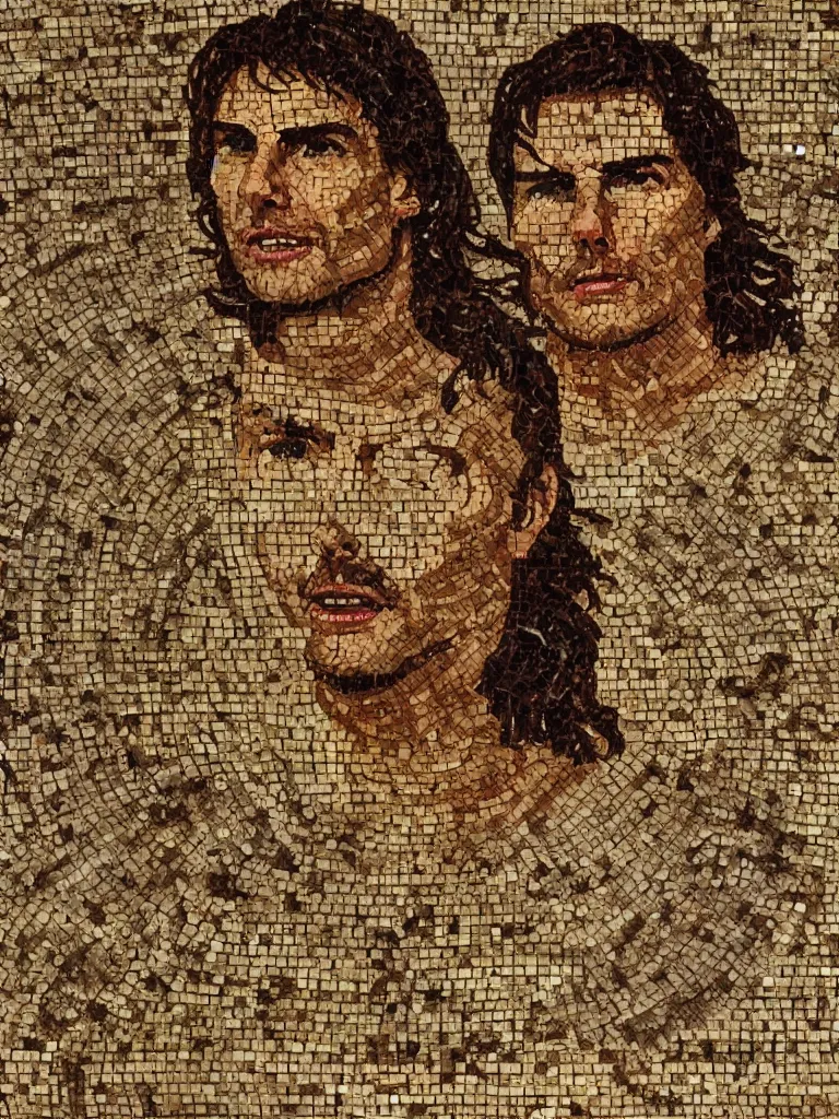 Prompt: tom cruise in a ancient roman mosaic