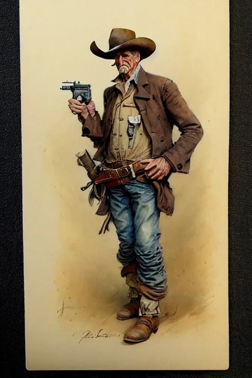 Prompt: (((((1950s wold west gunfighter . muted colors.))))) by Jean-Baptiste Monge !!!!!!!!!!!!!!!!!!!!!!!!!!!