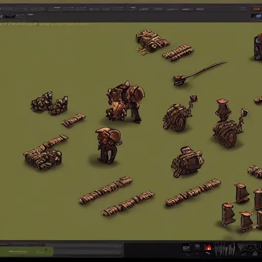 Image similar to 2D UI sprite of wood resource, video games, real time strategy, jakub rozalski, dark colours, dieselpunk, artstation