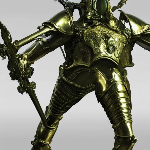 Prompt: a film still of a desaturated green marble knight upper body, patina golden metal accents, beautifully detailed, rococo, sculpted , intricate, elite, ornate, elegant, extravagant, dramatic lighting, CGsociety, hyper extremism, ambient key art, octane rendering, weta digital, 3d sculpture, structures, ray tracing 8k