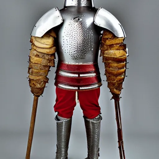 Image similar to medieval knight with armor made of ham