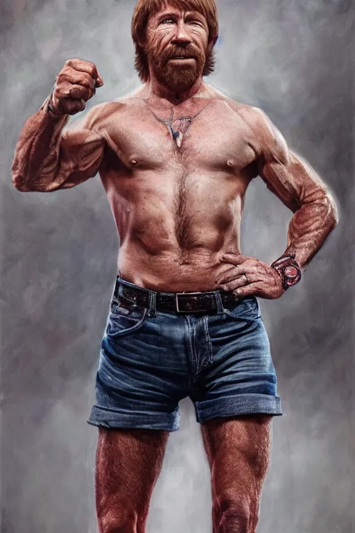 Image similar to a full body picture of Chuck Norris wearing a tutu, oil on canvas, intricate, portrait, 8k highly professionally detailed, HDR, CGsociety