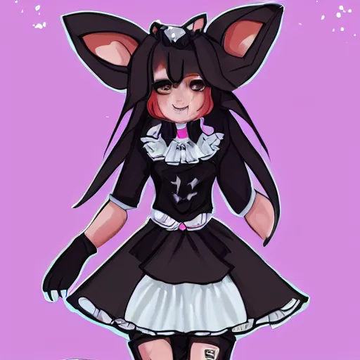 Prompt: a transhuman fox fursona wearing a maid outfit, highly detailed, digital art, trending on artstation, furry art