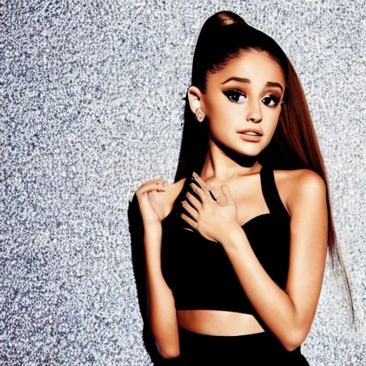 Ariana grande, photograph, black background, swimsuit, | Stable Diffusion