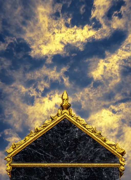 Image similar to dark angle made of clouds, golden ornament, mystic, dreamlike, 4 k,