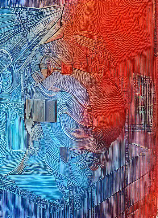 Image similar to god king of ai art, cpu gpu wafer, glitch art, notan, cyberwars by rene lalique, highly detailed, by william - adolphe bouguerea