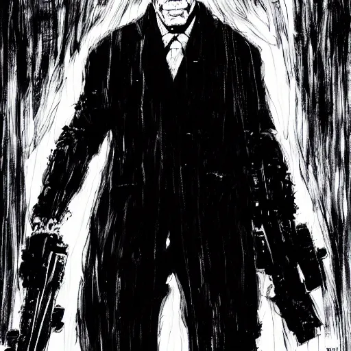 Image similar to Joe Biden looking sinister, by Tsutomu Nihei, highly detailed