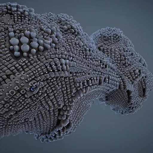 Image similar to photorealistic 3 d rendering of 3 d cellular automata developed. highly detailed octane render and vray, volumetric lighting, raytracing, unreal engine