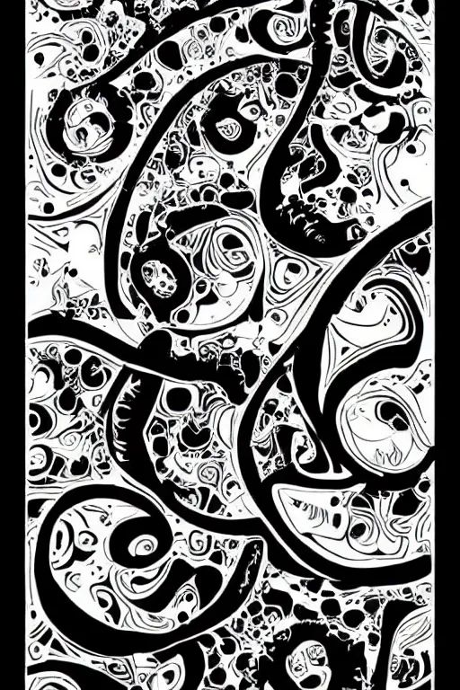 Image similar to black and white illustration, creative design, a talisman