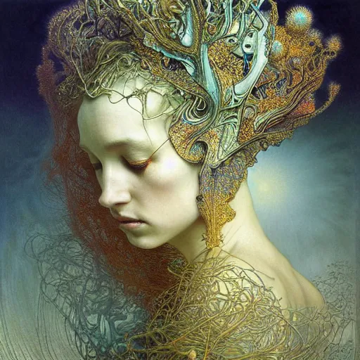 Prompt: queen of jupiter by zdzisław beksinski, iris van herpen, raymond swanland and alphonse mucha. highly detailed!, hyper - real, beautiful!