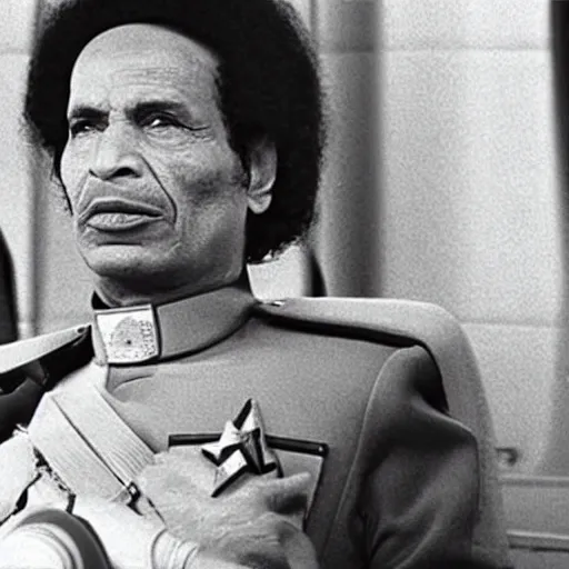 Image similar to A still of Muammar Gaddafi in Star Trek