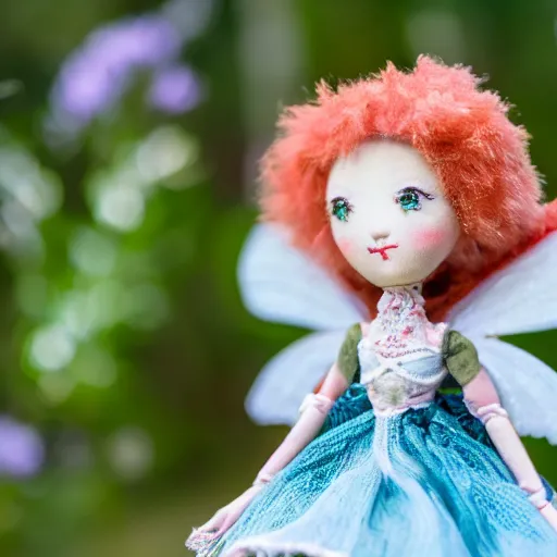 Image similar to high quality presentation photo of a detailed fairy doll in the style of Nicoletta Ceccoli photography 4k f1.8 anamorphic bokeh 4k Canon Nikon