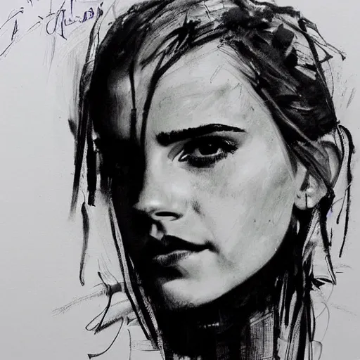 Prompt: portrait of emma watson, artwork by guy denning,