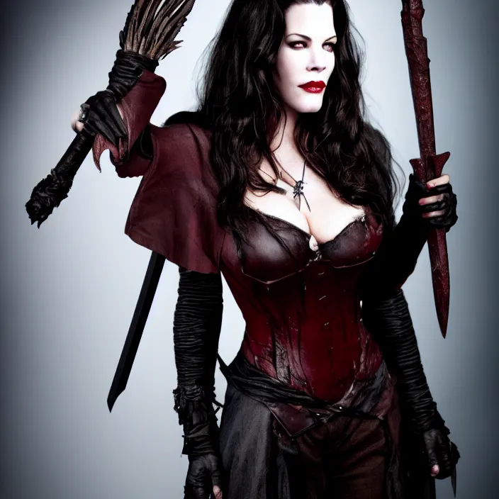 Prompt: full body photograph of liv tyler as a vampire warrior. Extremely detailed. 8k