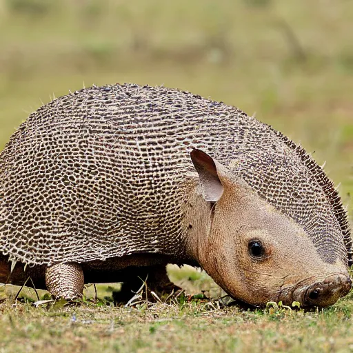 Image similar to an armadillo covered in cheetah spots
