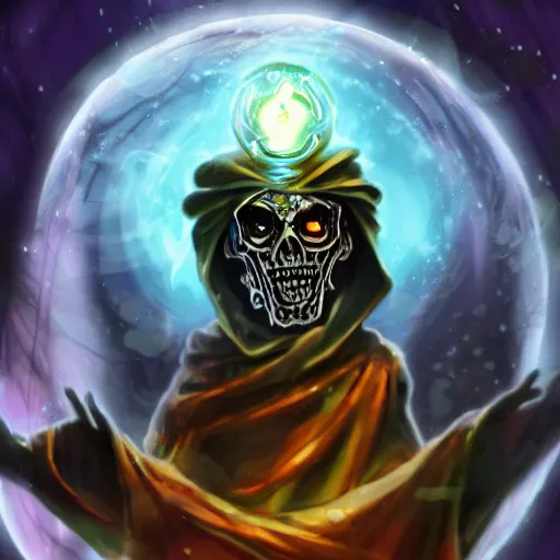 Prompt: A lich holding a magical orb