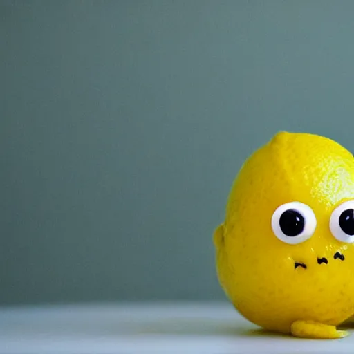 Image similar to a terrified lemon, cute