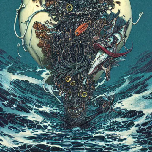 Image similar to vampire fishes, catelvania, by yoichi hatakenaka, masamune shirow, josan gonzales and dan mumford, ayami kojima, takato yamamoto, barclay shaw, karol bak