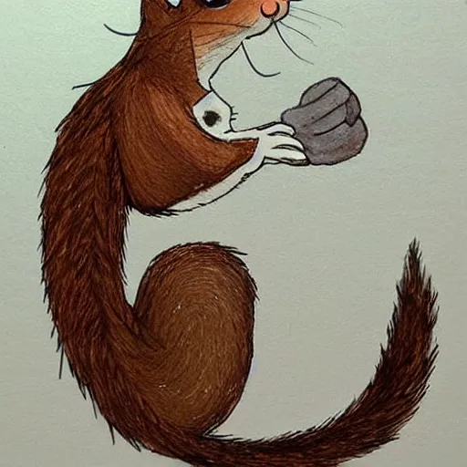 Prompt: a cute squirrel whit hand painted fur drawn by studio ghibli