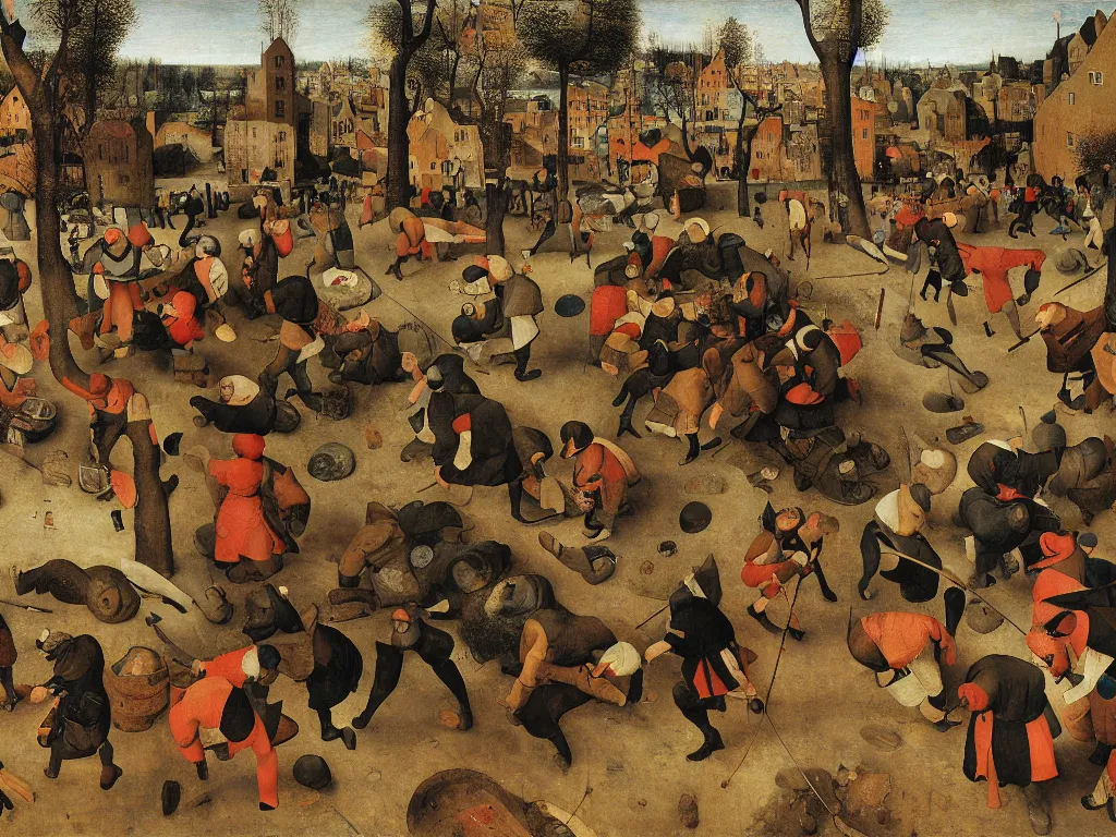 Image similar to PS1 third person game by Pieter Bruegel the Elder